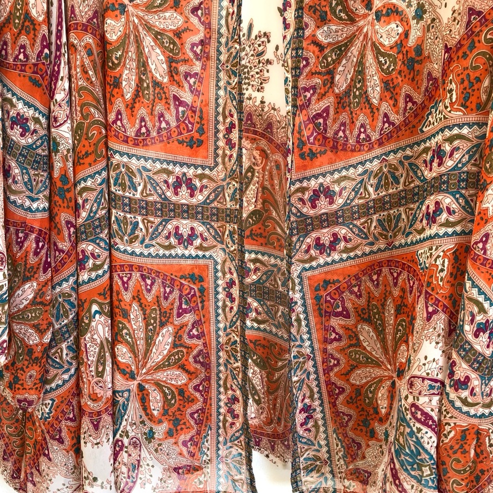 Soft Surroundings White / Colorful Floral Paisley Chiffon Kimono Top Size 3X - Picture 4 of 14
